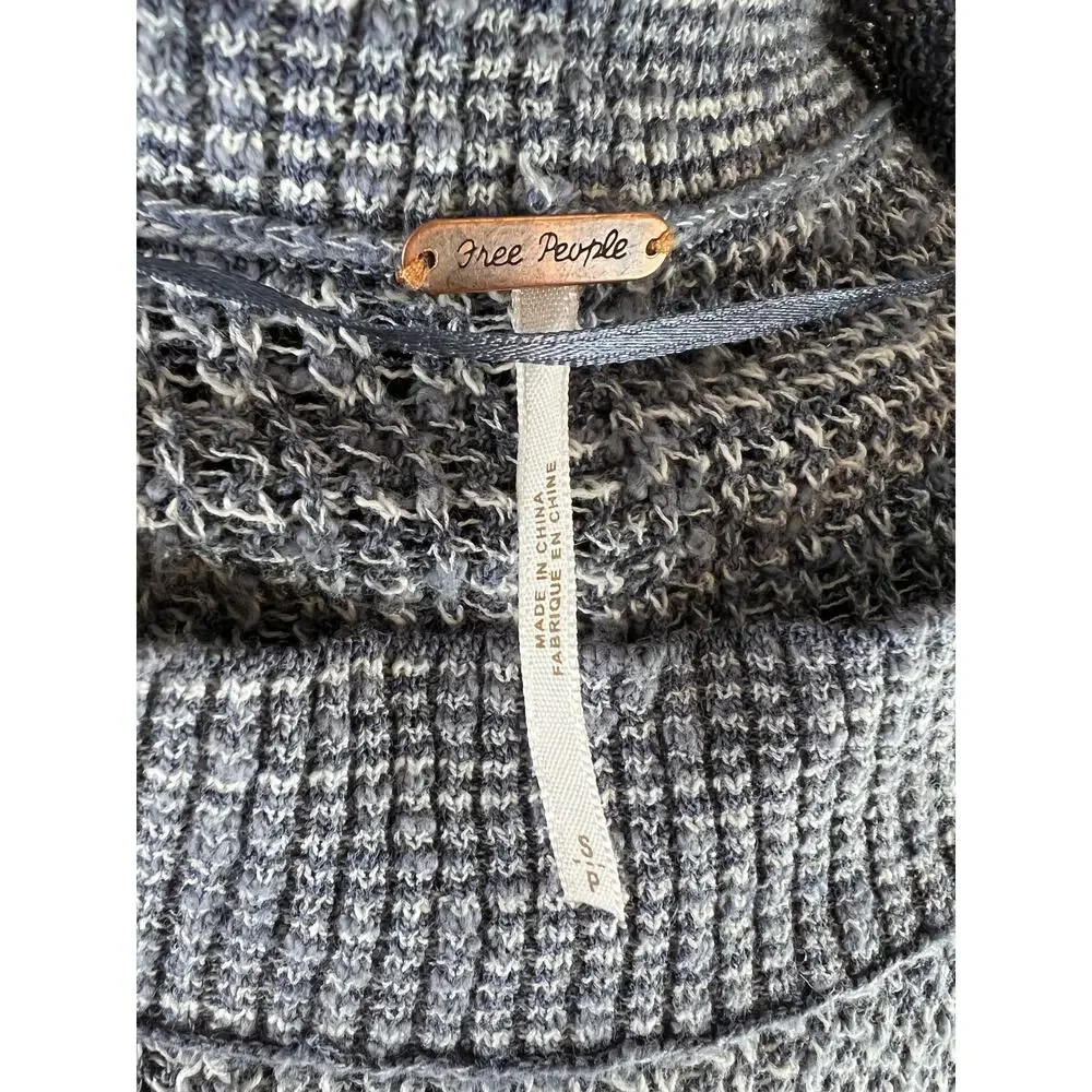 Free People Blue Chunky Knit Long Sleeve Dolman Hi-Low Relaxed Sweater S Small